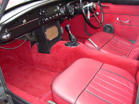MGB GT 1966 MK1 new red leather interior